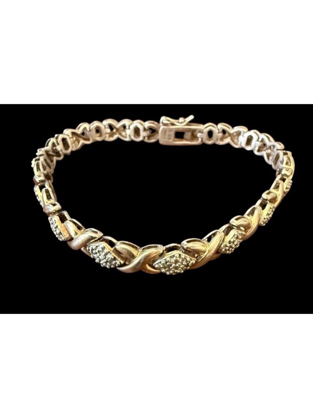 ROSS SIMONS 925 Sterling Silver Genuine Diamonds XO Chain Bracelet 7.5”